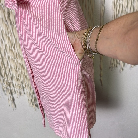 Vineyard Vines NWT Tie Front Seersucker Shirt Dress in Malibu Pank size 2 - Picture 5 of 13
